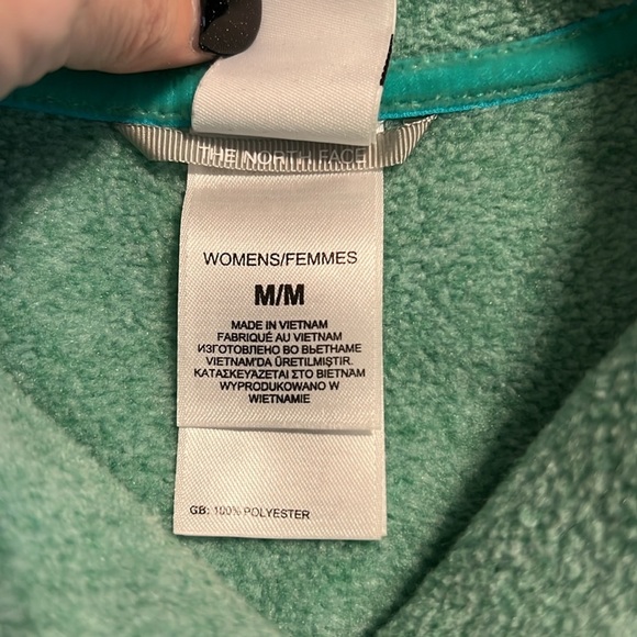 The North Face M fleece lined sweatshirt mint green l long sleeve button closure - Picture 10 of 13